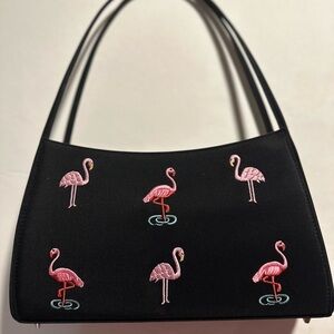 Black Flamingo Embroidered Women's Bag